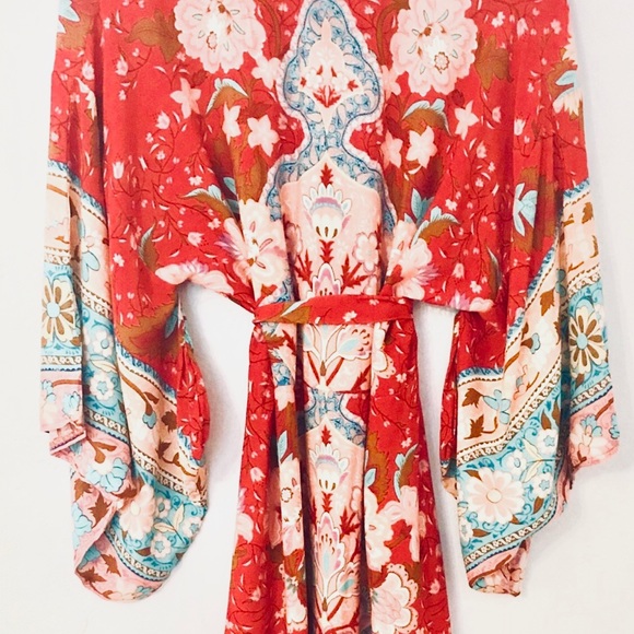 Lotus Print Ruby Kimono Dress/Gown - Picture 5 of 5